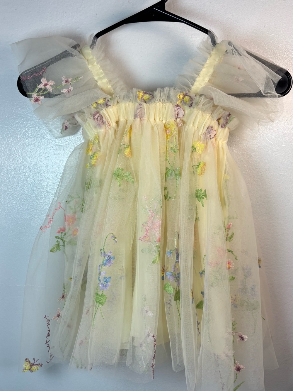 Kids Yellow Floral Tulle Dress